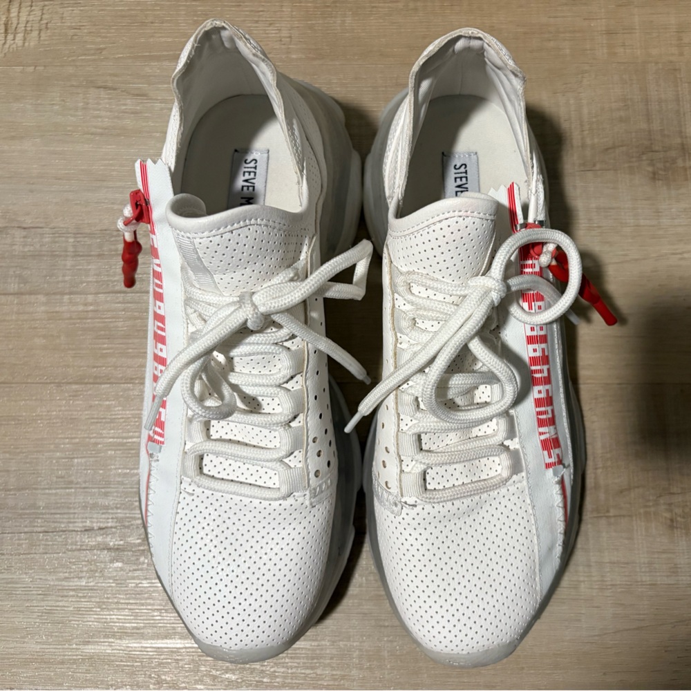 Steve Madden White Sneakers with Red Details